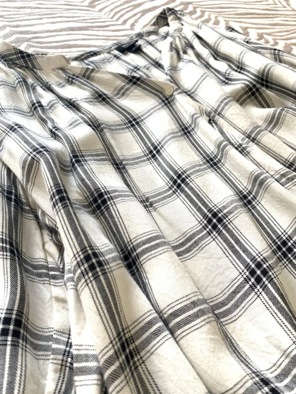 a.n.a A New Approach Plaid Faux-Wrap Long Sleeve Draped Blouse Size XLarge